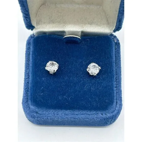 Vintage Avon Clear Crystal Rhinestone Stud Earrings with Box - Picture 3 of 3